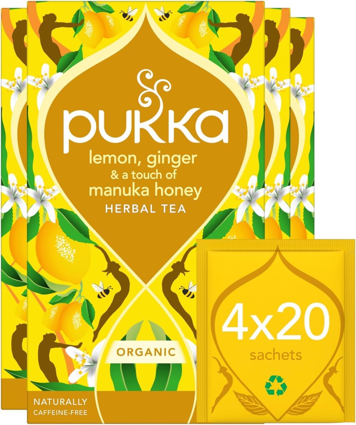 Product image of Pukka Herbal Teas Organic Lemon Ginger and Manuka Honey 20 ct Pack of 6